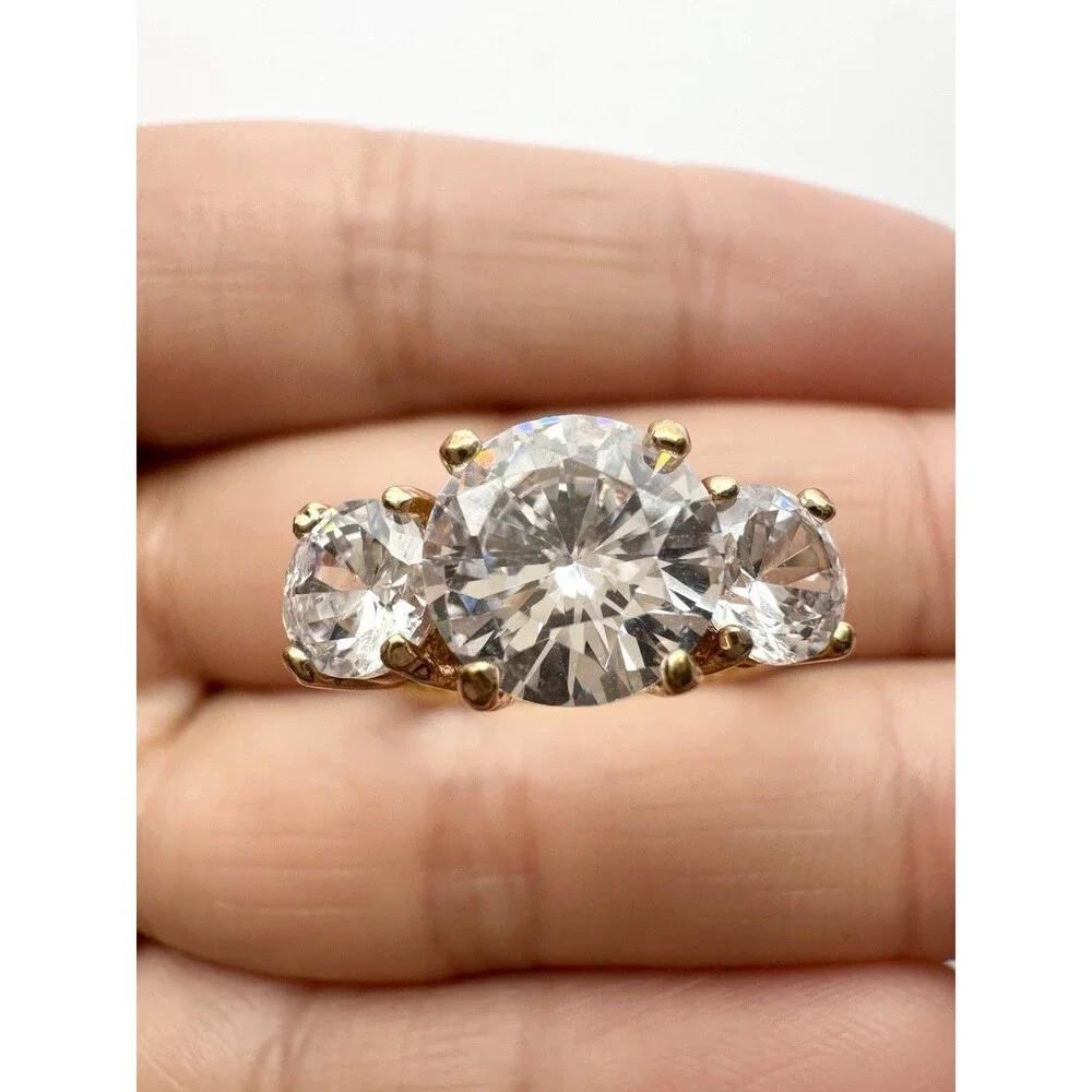 Gold Plated Cubic Zirconia Cocktail Ring Size 7.5